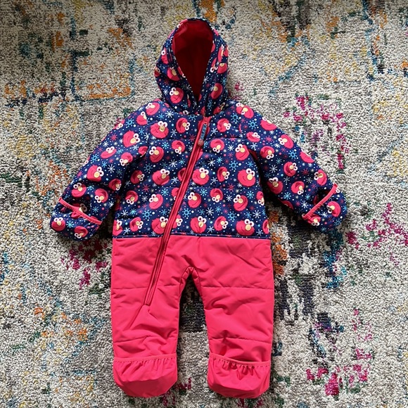 Roxy Elmo Winter Snowsuit One Piece Fleece Lined Infant Toddler Bunting Sz 18mos - Picture 10 of 14